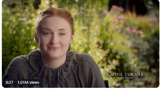 A screenshot of interview clip with Sophie Turner 