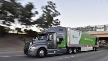 The TuSimple self-driving truck is pictured in this handout photo