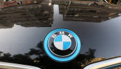 The logo of BMW carmaker is seen on a vehicle in Cairo