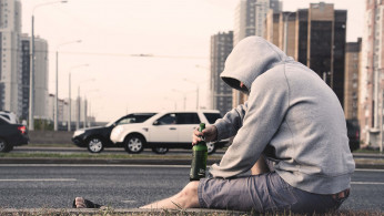 Alcoholic drinks beer behind traffic
