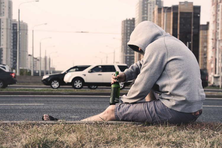 Alcoholic drinks beer behind traffic