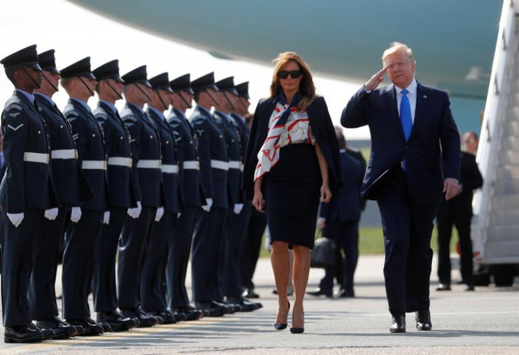 President Donald Trump and First Lady Melania Trump seen here arriving for their state visit to Britain, at Stansted Airport near London, June 3. 