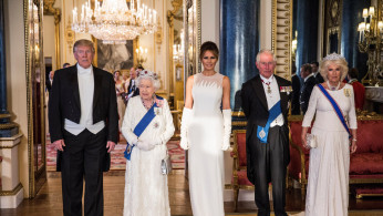 Queen Elizabeth, Kate Middleton, Camilla Stun In State Banquet With Sparkling Tiara, White Gown 