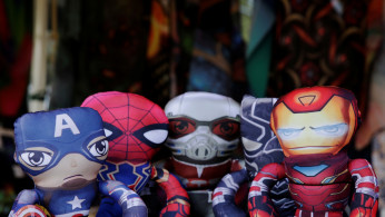 The Avengers toys are seen at a fair in La Paz