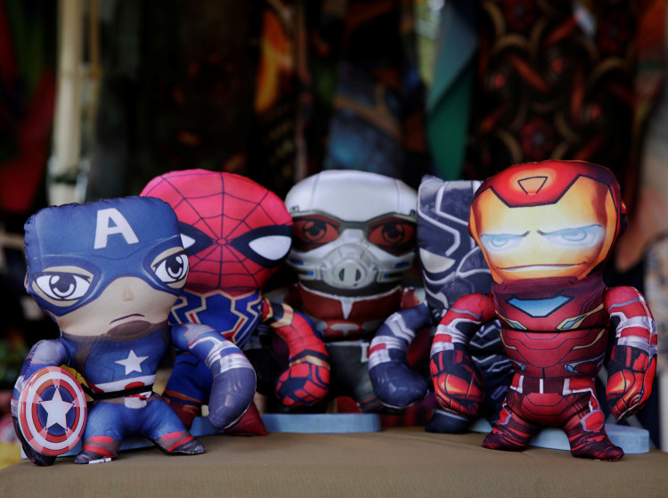 The Avengers toys are seen at a fair in La Paz