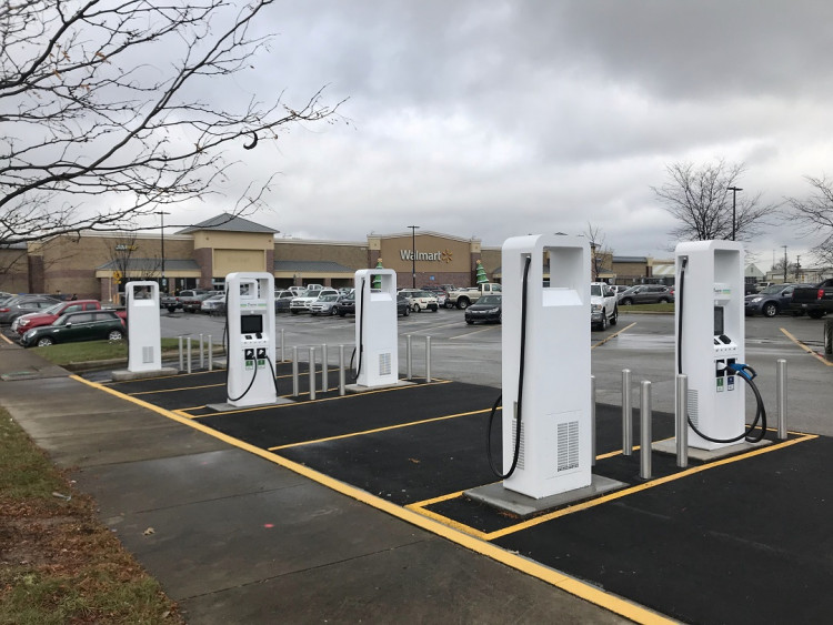 Electric vehicle chargers at Walmart Supercenter in Clarksville Indiana