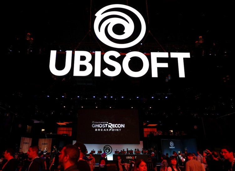 A large display for the gaming company "UBISOFT" is shown during opening day of E3, the annual video games expo revealing the latest in gaming software and hardware in Los Angeles