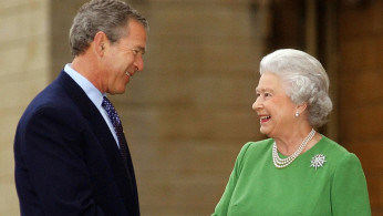 Former US President George H.W. Bush And Queen Elizabeth