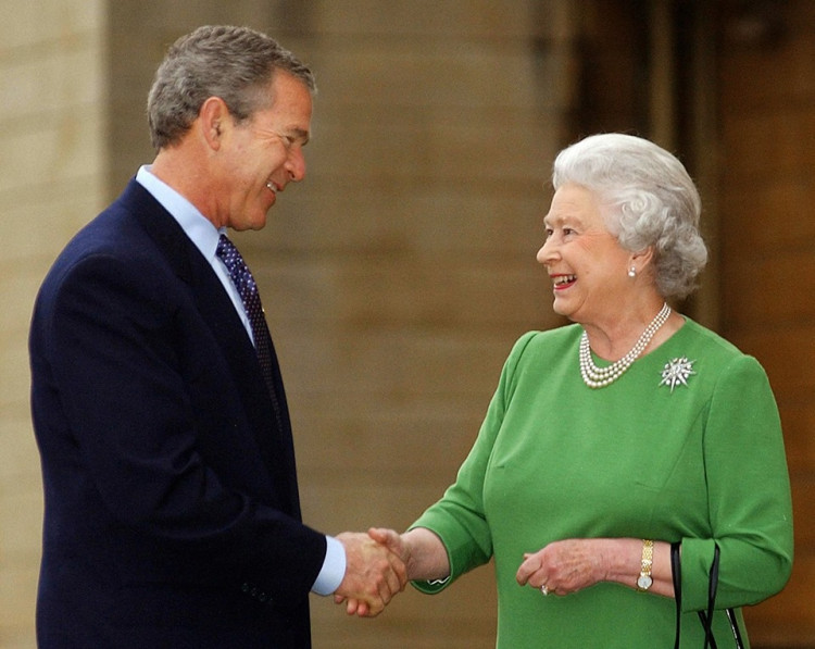 Former US President George H.W. Bush And Queen Elizabeth