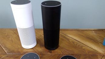 The Amazon Echo, a voice-controlled virtual assistant, is seen at its product launch for Britain and Germany in London, Britain
