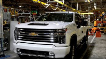 A Chevrolet 2020 heavy-duty pickup truck is seen at the General Motors Flint Assembly Plant in Flint