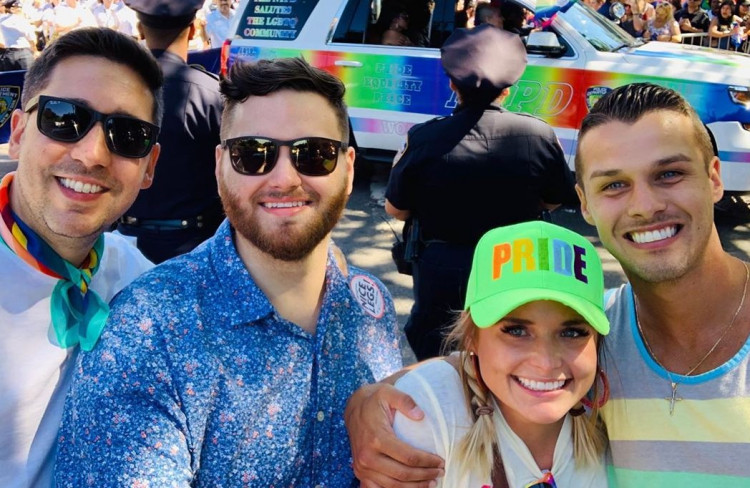 Miranda Lambert and husband Brendan McLoughlin (rightmost) out celebrating with friends during the NYC pride parade.