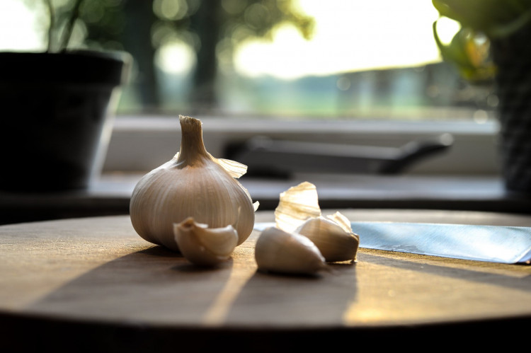Garlic on a wooden table