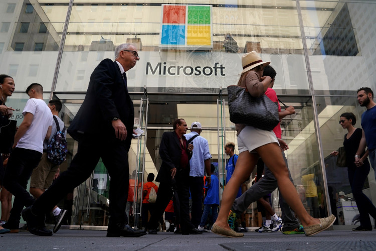 A Microsoft store is pictured in New York City