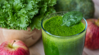 Green juice on the table.