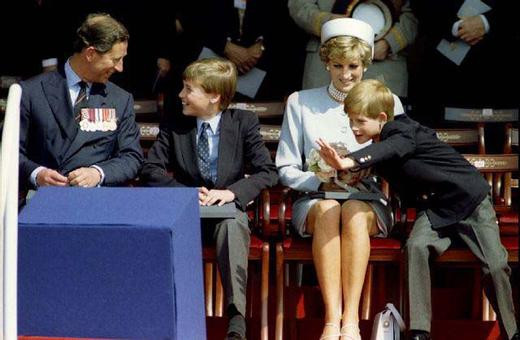 The British Royal Family of Prince Charles, Princess Diana with Prince William and Prince Harry