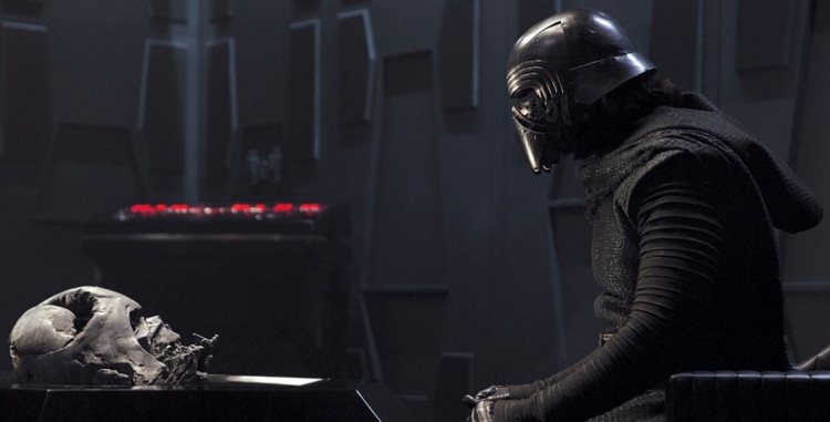 Kylo Ren with Darth Vader's helmet in 'Star Wars: The Force Awakens'