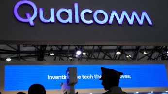 A Qualcomm sign is pictured at Mobile World Congress (MWC) in Shanghai