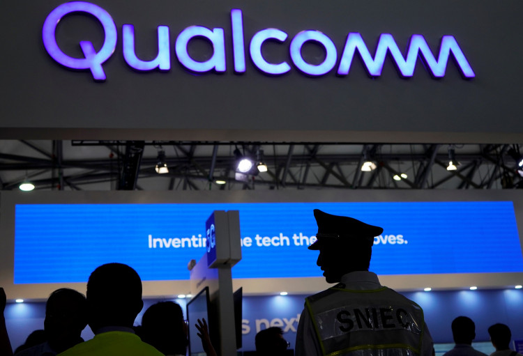 A Qualcomm sign is pictured at Mobile World Congress (MWC) in Shanghai