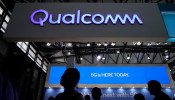 A Qualcomm sign is pictured at Mobile World Congress (MWC) in Shanghai