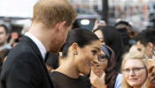 Britain's Meghan, Duchess of Sussex, and Prince Harry, Duke of Sussex, speak with well-wishers as they arrive for the European premiere of the film The Lion King in London, Britain July 14, 2019. 
