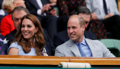 Britain's Catherine, Duchess of Cambridge, and Britain's Prince William, the Duke of Cambridge, in the Royal Box ahead of the final between Switzerland's Roger Federer and Serbia's Novak Djokovic.