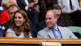 Britain's Catherine, Duchess of Cambridge, and Britain's Prince William, the Duke of Cambridge, in the Royal Box ahead of the final between Switzerland's Roger Federer and Serbia's Novak Djokovic.