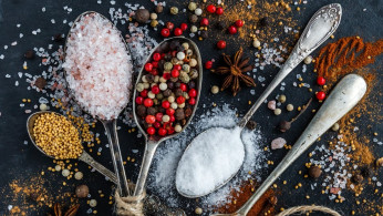 Spoons with seasonings.