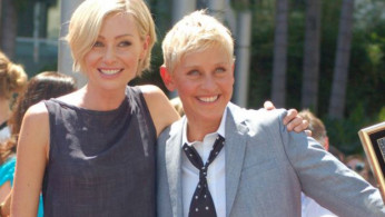 4 September 2012. Portia de Rossi and Ellen DeGeneres at a ceremony for DeGeneres to receive a star on the Hollywood Walk of Fame.