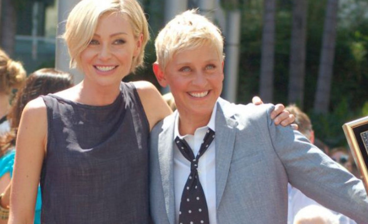4 September 2012. Portia de Rossi and Ellen DeGeneres at a ceremony for DeGeneres to receive a star on the Hollywood Walk of Fame.