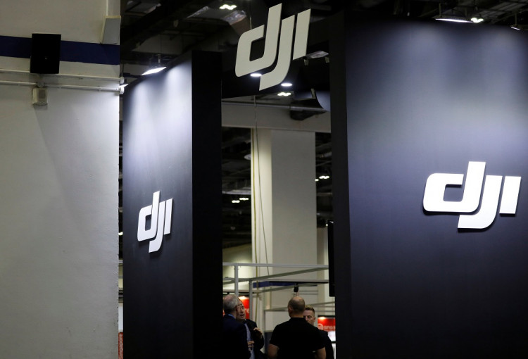 DJI signages are pictured at their booth at Interpol World in Singapore July 2, 2019