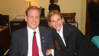 Congressman Jim Langevin and actress Julia Roberts.
