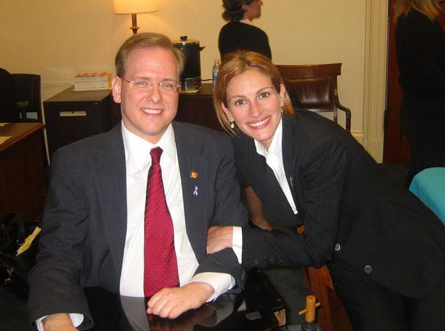 Congressman Jim Langevin and actress Julia Roberts.
