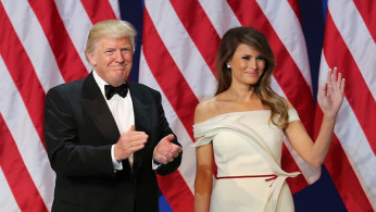 President Donald J. Trump and First Lady Melania greet service members at the Salute to Our Armed Services Ball at the National Building Museum, Washington, D.C., Jan. 20, 2017