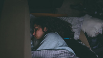 Tired woman sleeping.