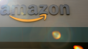 The logo of Amazon is seen at their new warehouse during its opening announcement on the outskirts of Mexico City