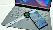 New devices are seen for testing during the launch event of the Samsung Galaxy Note 10 at the Barclays Center in Brooklyn, New York