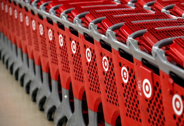 Empty shopping carts are seen before the Black Friday sales event on Thanksgiving Day at Target in Chicago