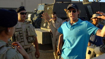 Michael Bay on the set of 'Transformers'