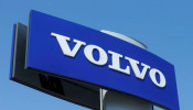 A Volvo logo is seen at a car dealership in Vienna
