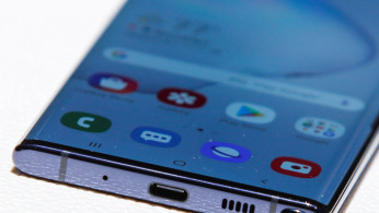 Close up of the Samsung Galaxy Note 10 phone during the launch event of the Galaxy Note 10 at the Barclays Center in Brooklyn