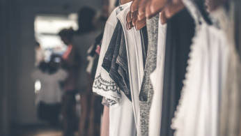 White and black floral cap-sleeved shirts.