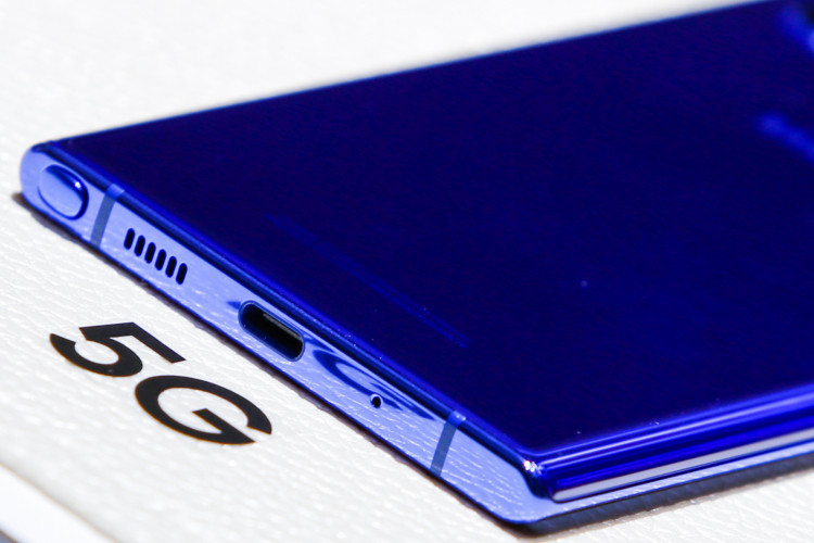 Close up of the Samsung Galaxy Note 10 during the launch event of the Galaxy Note 10 at the Barclays Center in Brooklyn, New York, U.S., August 7, 2019. 